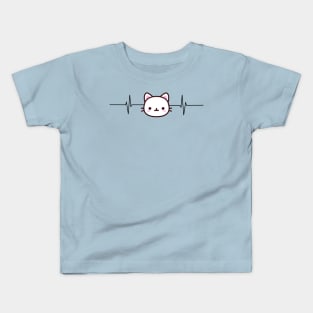 Heartbeat Cat Face Kids T-Shirt